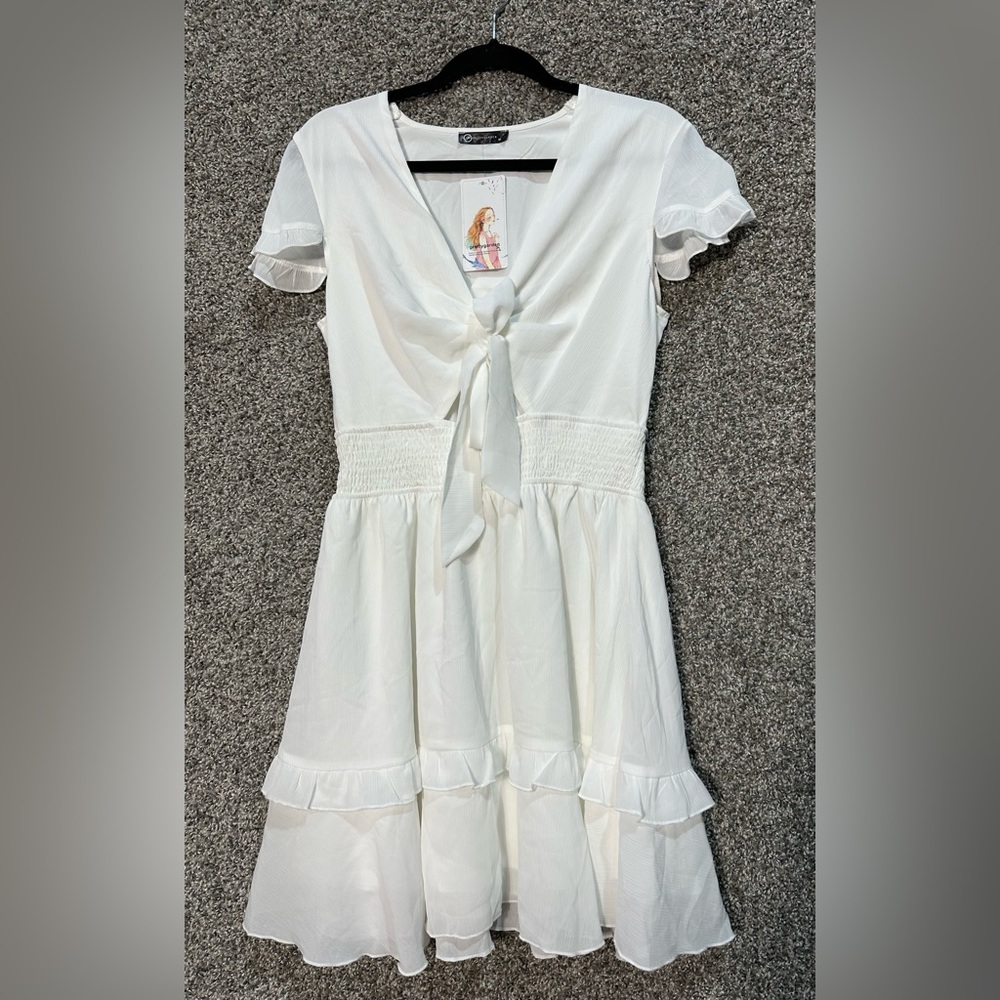 NWT Tie Front Mini Swing Dress Size Medium - Picture 4 of 7